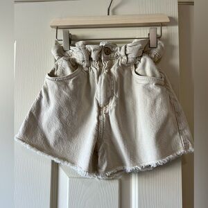 Zara kids paper bag waist natural colored denim shirt size 11-12